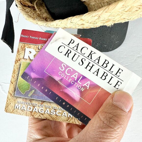 Scala Collection Packable Raffia Wide Brim Hat NEW One Size Sun Beach Outdoor - Picture 6 of 6